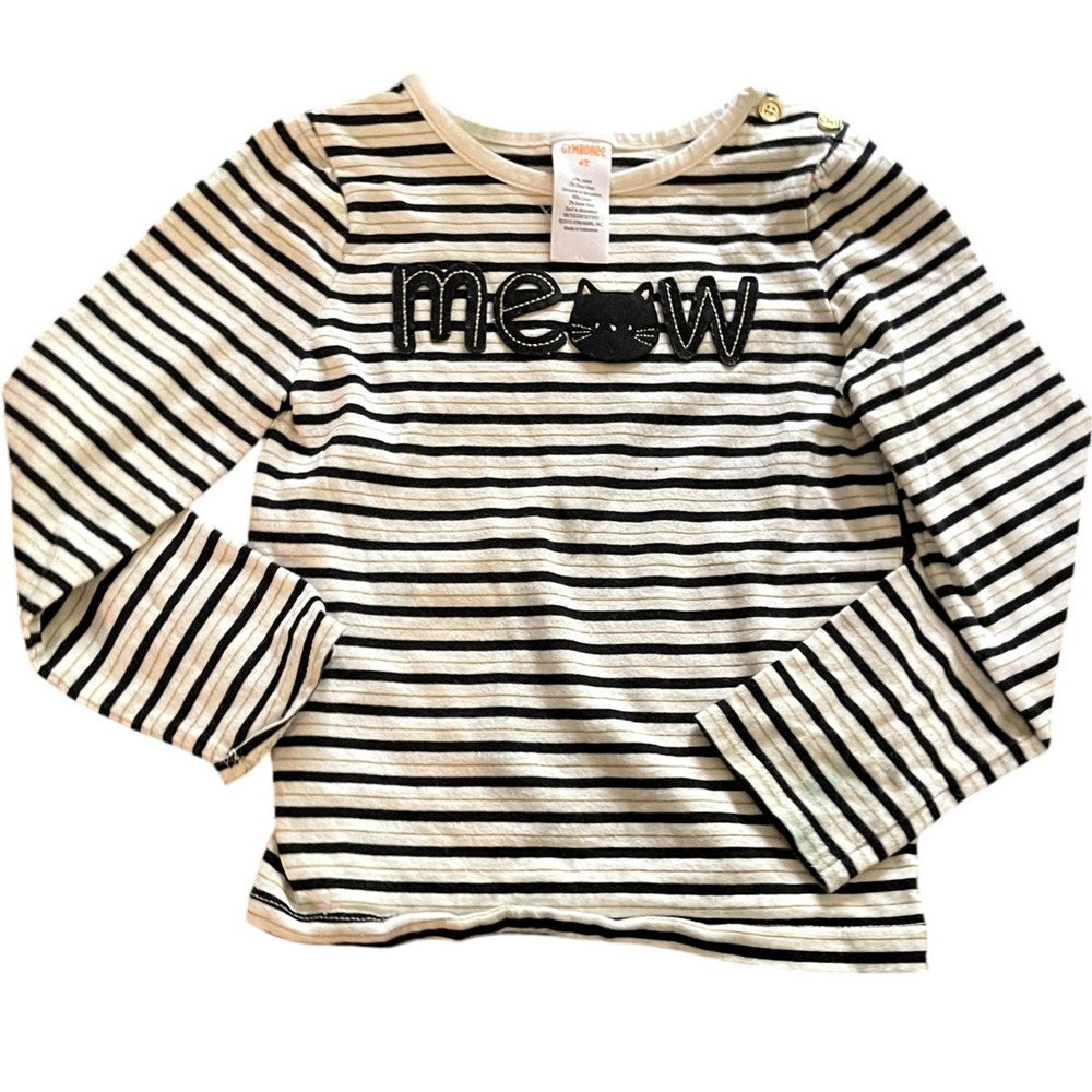 Gymboree Girls 4T Striped Long Sleeve Shirt City Kitty Meow Fall 2015